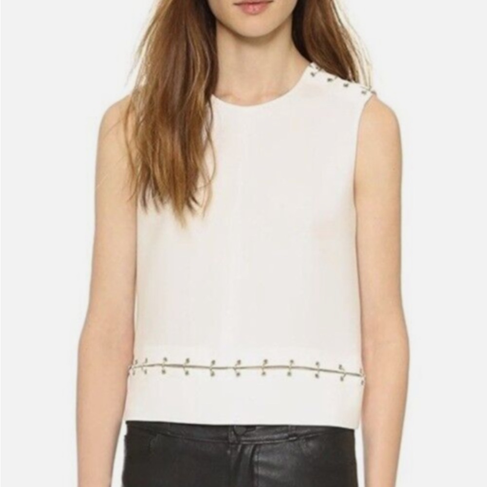 THE KOOPLES Ring & Rivet Detail Blouse Top Size XS- fully lined- new without tag